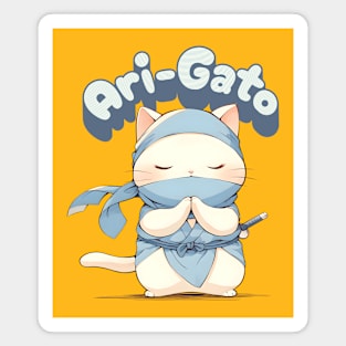 Ari-Gato kawaii white ninja thank you cat Magnet